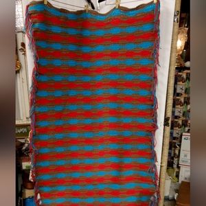 Handmade Crocheted Throw Fringes Tassels Blanket 32"x54 BEAUTIFUL